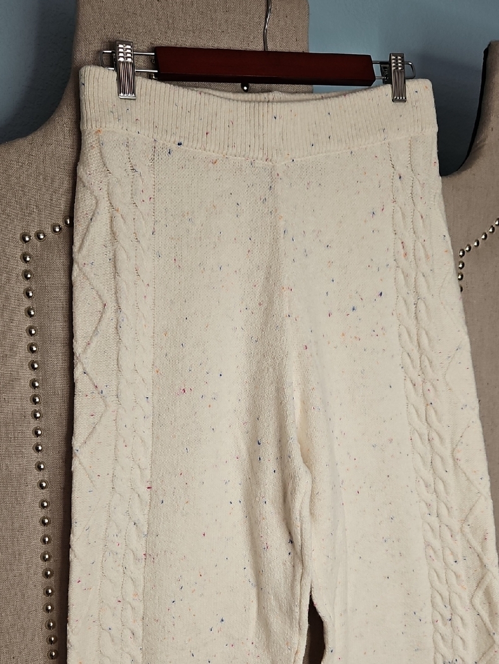 Old Navy SoSoft Speckled Cabelled Knit Lounge Pants Ivory - Picture 2 of 10